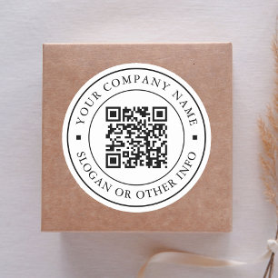 Minimale bedrijfsnaam voor link met website QR-cod Ronde Sticker