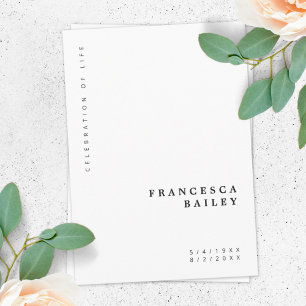 Minimale begrafenis   Eenvoudige viering van het l Kaart