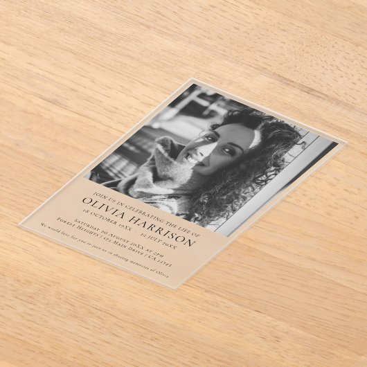 Minimale begrafenis | Moderne viering van het leve Acryl Uitnodigingen (Laagn)