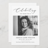 Minimale begrafenisfoto viering van het leven kaart (Voorkant / Achterkant)