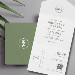 Minimale begroting Olive Green QR Code | FOTO All In One Uitnodiging