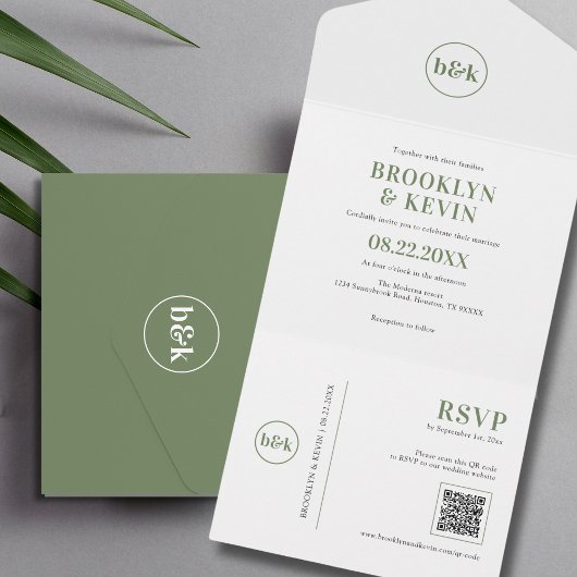 Minimale begroting Olive Green QR Code | FOTO All In One Uitnodiging
