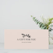 Minimale Beige Botanische QR Code Cadeaubonnen (Staand voorkant)