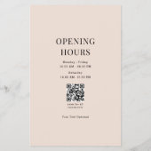 Minimale Beige Botanische Salon QR-code Prijslijst Flyer (Achterkant)