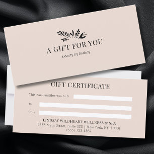 Minimale Beige Botanische Zakelijke Cadeaucertific