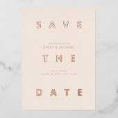 Minimale Beige Moderne Bruiloft Save the Date Folie Uitnodiging (Voorkant)