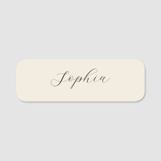 Minimale beige naamlabels met script naamplaatje