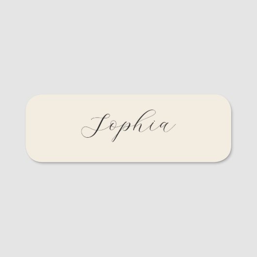Minimale beige naamlabels met script naamplaatje (Voorkant)