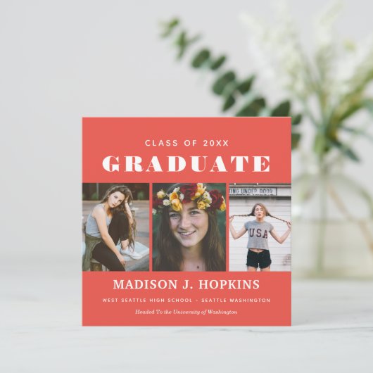 Minimale bekendmaking van het KoraalfotoAfstuderen Kaart (Staand voorkant)