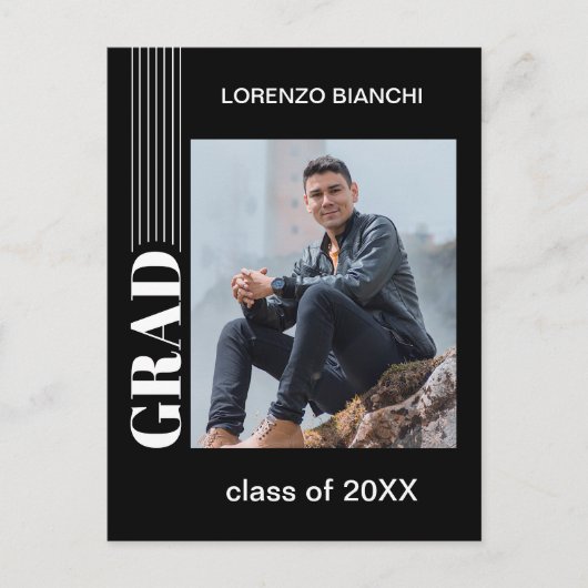 Minimale bekendmaking van zwart-wit Afstuderen Briefkaart (Voorkant)