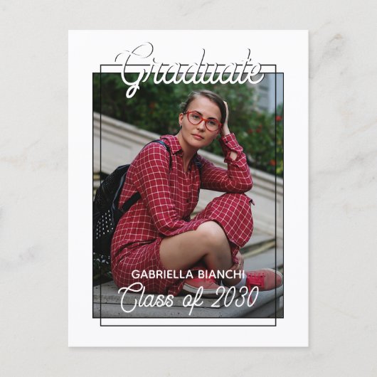 Minimale bekendmaking van zwart-wit Afstuderen Briefkaart (Voorkant)