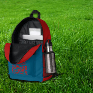 Minimale bergkunst-wandelrugzak blauw rood bedrukte rugzak