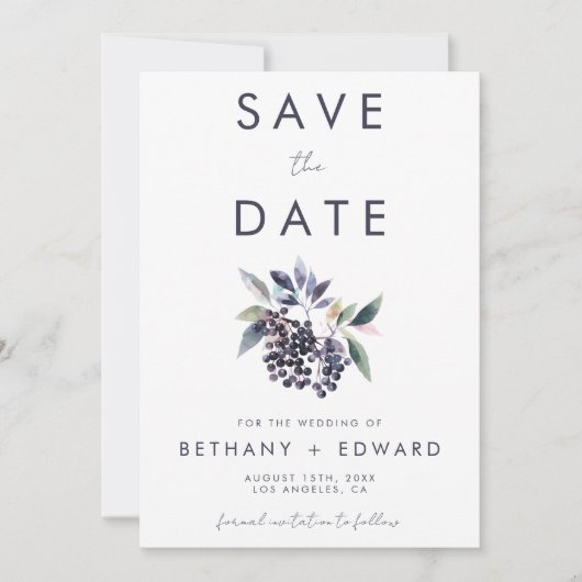 Minimale Berry bruiloft Save The Date (Voorkant)