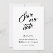 Minimale BESPAAR ONZE DATUM kalligrafietekst Kaart (Voorkant)