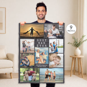 Minimale BESTE PAPA OOIT Persoonlijke Fotocollage Fleece Deken