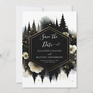 Minimale bewerkbare Enchanted Forest Wedding Save The Date