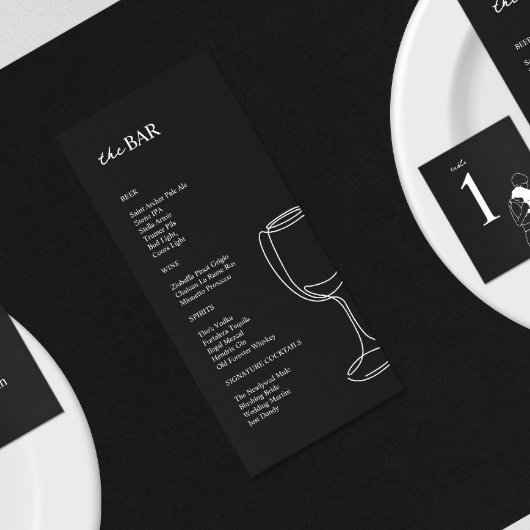 Minimale Black&White huwelijksbar Menu