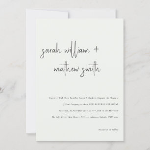 Minimale Black White Script Typography Vow Renewal Kaart