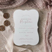 Minimale Blad | Blush Roze Trouwreceptie Kaart