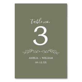 Minimale Blad Monogram Huwelijk Tafel Nummerkaart Kaart