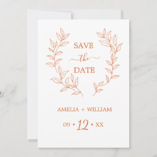 Minimale Blad Monogram Save the Date Trouw