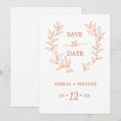 Minimale Blad Monogram Save the Date Trouw  (Voorkant / Achterkant)