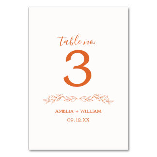 Minimale blad monogram trouwtafel nummerkaart kaart
