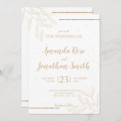 Minimale bladeren en glitteruitnodiging kaart (Voorkant / Achterkant)