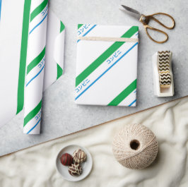 Minimale blauw groen grote streep Japanse tekst Cadeaupapier