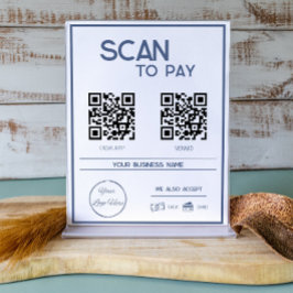 Minimale blauwe 2 QR codes zakelijke scan te betal Poster