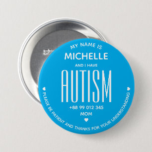 Minimale Blauwe ASD Autisme Bewustzijn ADHD Specia Ronde Button 7,6 Cm