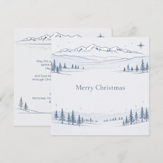 Minimale Blauwe Berg Prettig Kerstfeest Feestdagenkaart