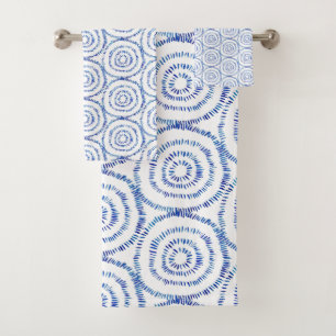 Minimale blauwe Cirkel Boho Bath-handdoekset Bad Handdoek
