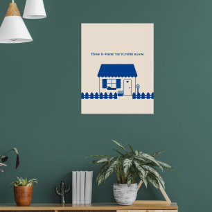 Minimale Blauwe Cottage Poster
