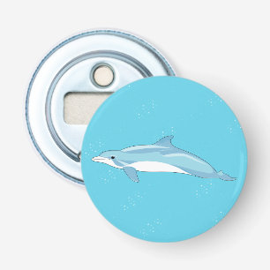 Minimale Blauwe Dolfijn Oceaan Kunst Button Flesopener