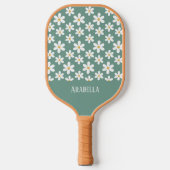 Minimale Blauwe en Witte Daisies Gepersonaliseerde Pickleball Paddle (Voorkant)