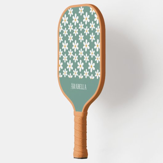 Minimale Blauwe en Witte Daisies Gepersonaliseerde Pickleball Paddle (Links)