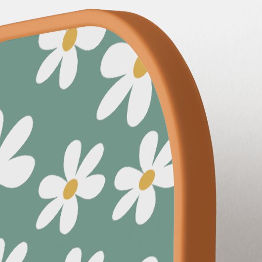 Minimale Blauwe en Witte Daisies Gepersonaliseerde Pickleball Paddle (Links Detail)