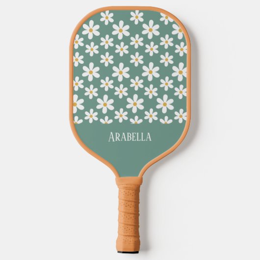 Minimale Blauwe en Witte Daisies Gepersonaliseerde Pickleball Paddle (Achterkant)