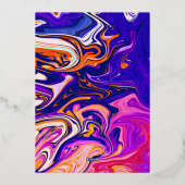 Minimale blauwe Mauve Galaxy Abstract Weddenschap  Folie Uitnodiging (Achterkant)