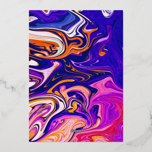 Minimale blauwe Mauve Galaxy Abstract Weddenschap  Folie Uitnodiging (Achterkant)