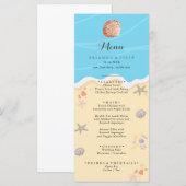 Minimale Blauwe Oceaan Zomer Bruiloft Menu (Voorkant / Achterkant)