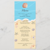 Minimale Blauwe Oceaan Zomer Bruiloft Menu (Voorkant)