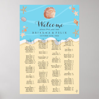 Minimale Blauwe Oceaan Zomer Bruiloft Stoelen Char Poster