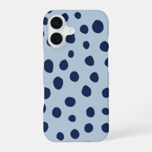 Minimale blauwe polka stip telefoonhoes Moderne iPhone 16 Hoesje