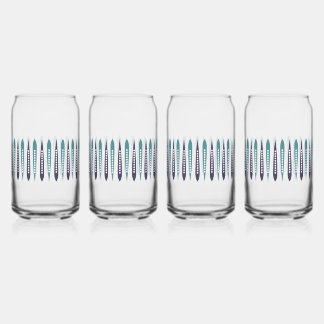 Minimale blauwe retro geïnspireerd blikvorm glas