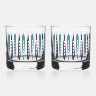 Minimale blauwe retro geïnspireerd whisky glas