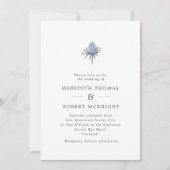 Minimale blauwe Waterverf Thistle Wedding Kaart (Voorkant)