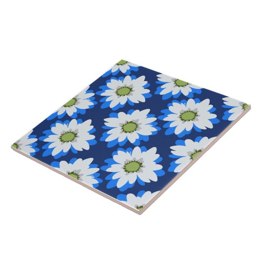 Minimale Blauwe Witte Bloemen Botanische Boerderij Tegeltje (Zijkant)