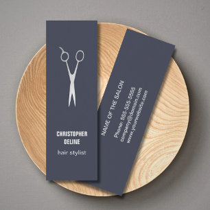 Minimale blauwe zilverschaarste Hair Stylist Mini Visitekaartje